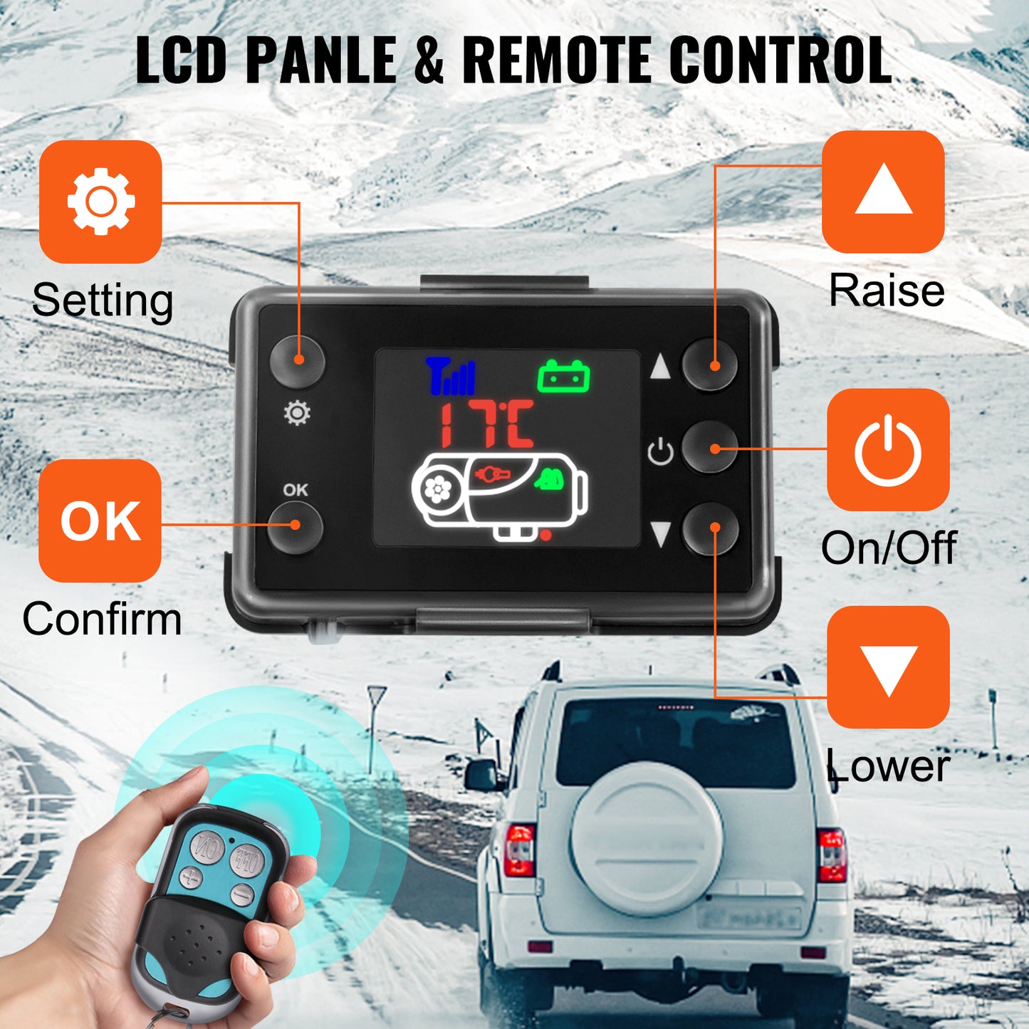 SucceBuy Diesel Heater 12V Diesel Air Heater 8KW Diesel Parking Heater Remote Control with LCD Switch for Car Truck Motor-home