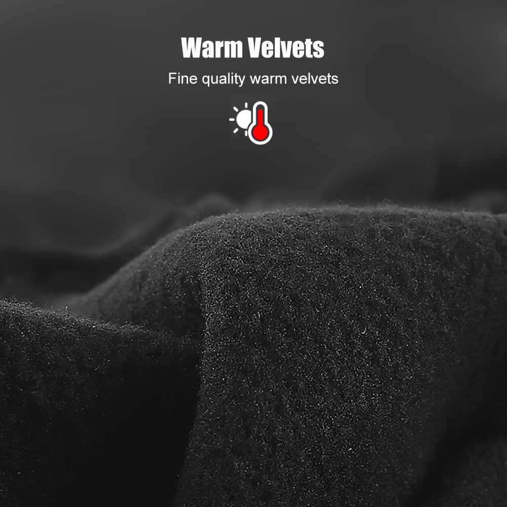 [Warm Touchscreen Gloves] 1 Pair Warm, Comfortable Unisex Winter Touchscreen Gloves - Non-Slip Fleece-Lined with Zipper Closure, Blue & Black Design for Outdoor Sports, Hiking, and Cold Weather Activities, Hiking Accessories