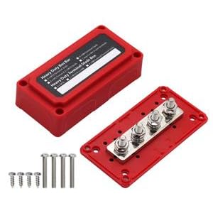 300A Bus Bar Heavy Duty Power Distribution Block Busbar Box Module Design with 4X M8 (5/16") Terminal Studs For Car RV Boat