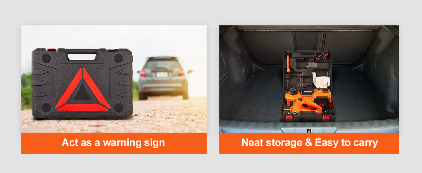 SucceBuy 5T Electric Car Jack Hydraulic Jack with Electric Impact Wrench Built-in Inflatable Pump, LED Light for SUV Sedan Truck