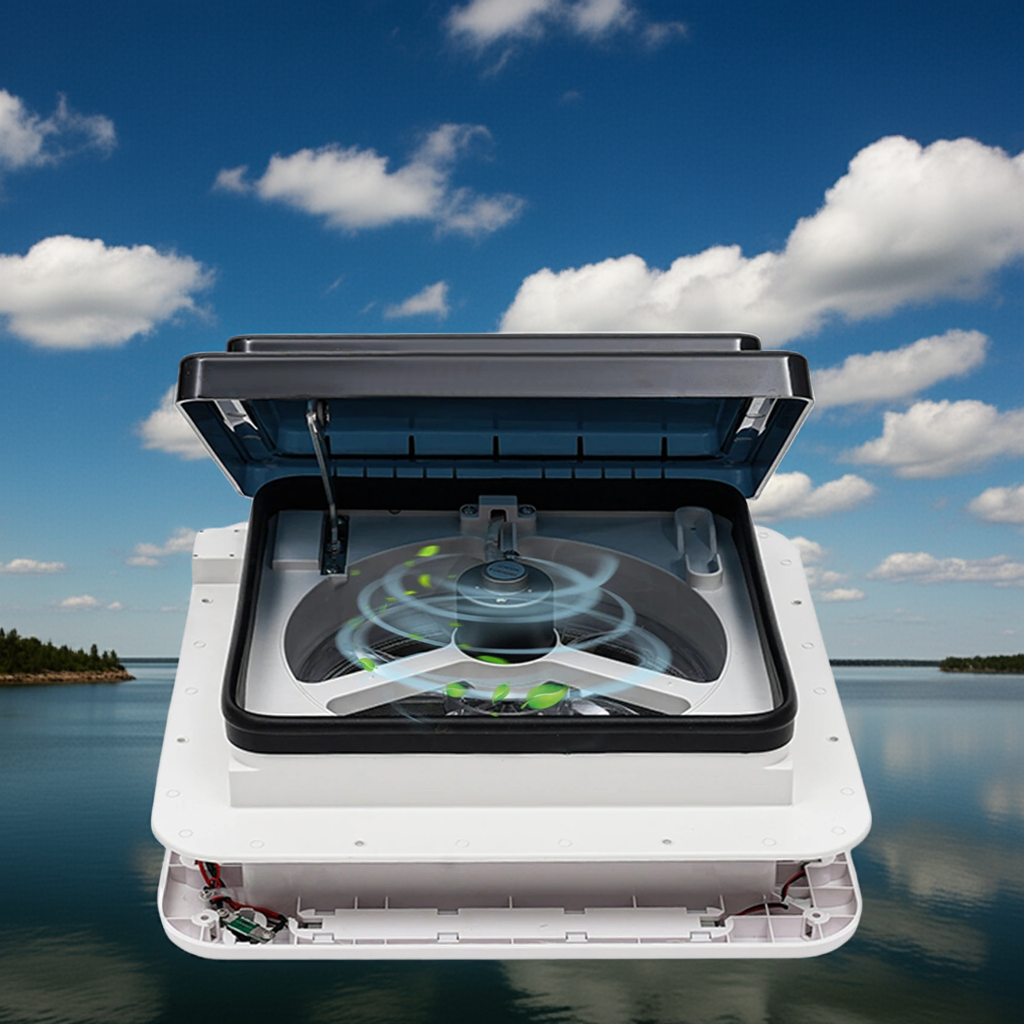 12V Caravan Ventilation Skylight RV Fan Vent Camper Exhaust Fan Shower Roof 280x280mm with LED Light